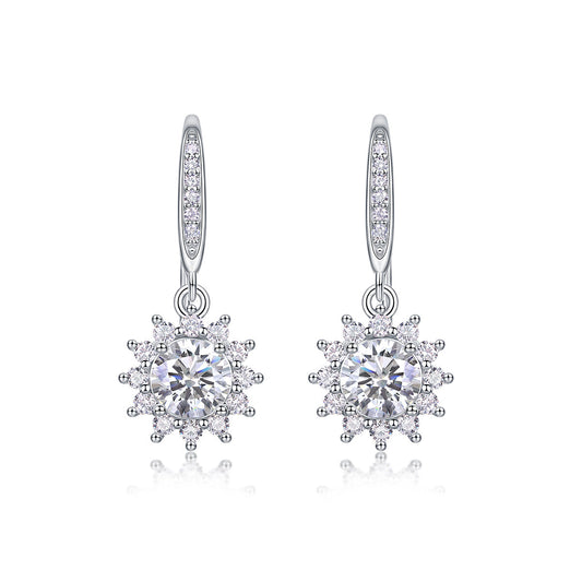 Qingcheng - A Fashionable And Luxurious Diamond Jewelry Accessory Set With Half-carat Moissan Diamond S925 Sterling Silver And Platinum-plated Stud Earrings Weloria