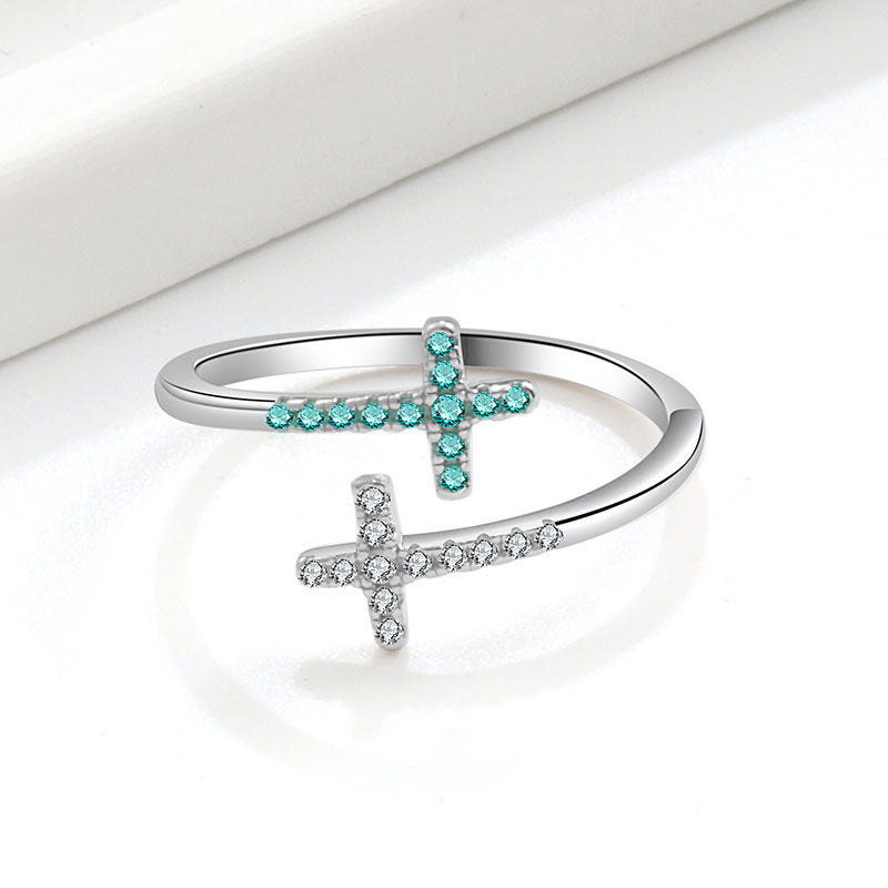 Cross Ring Open Zircon Ring For Women Weloria