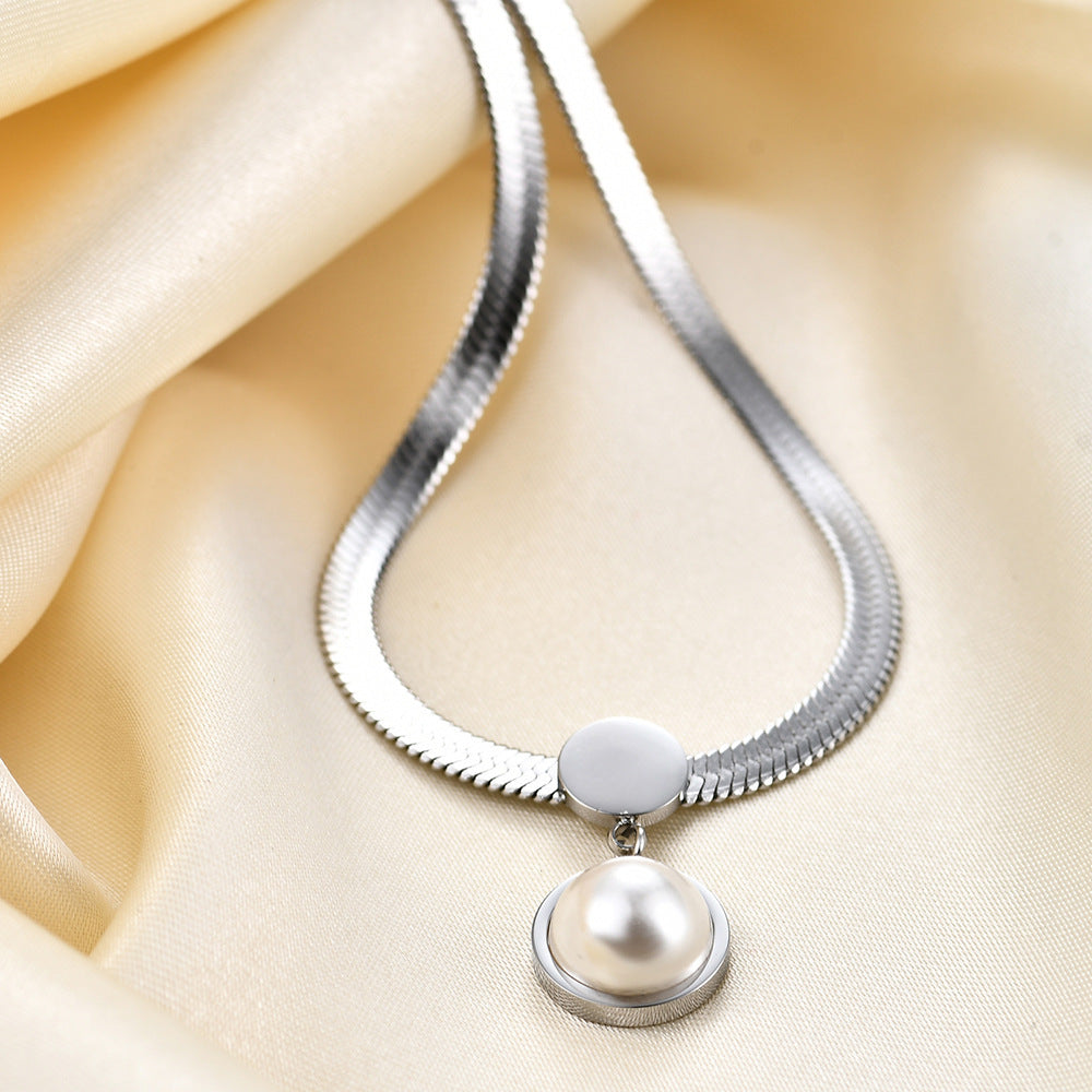 Fashion 8MM Chain Like Flat Snake Blade Necklace Weloria
