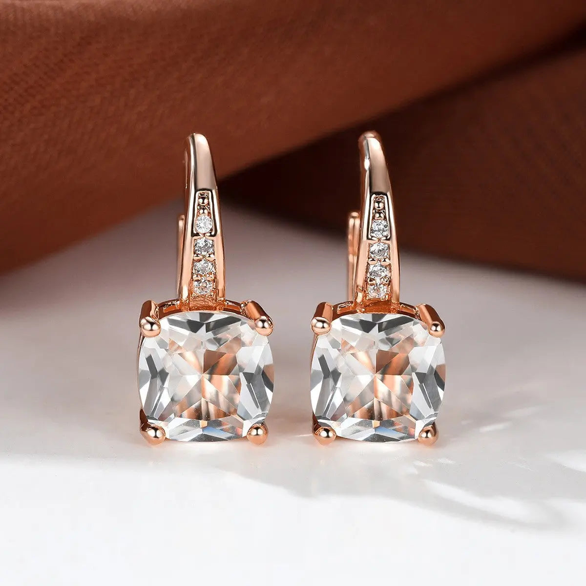 Square Zircon Inlaid Ear Hook Korean Style Fashion All-matching Weloria