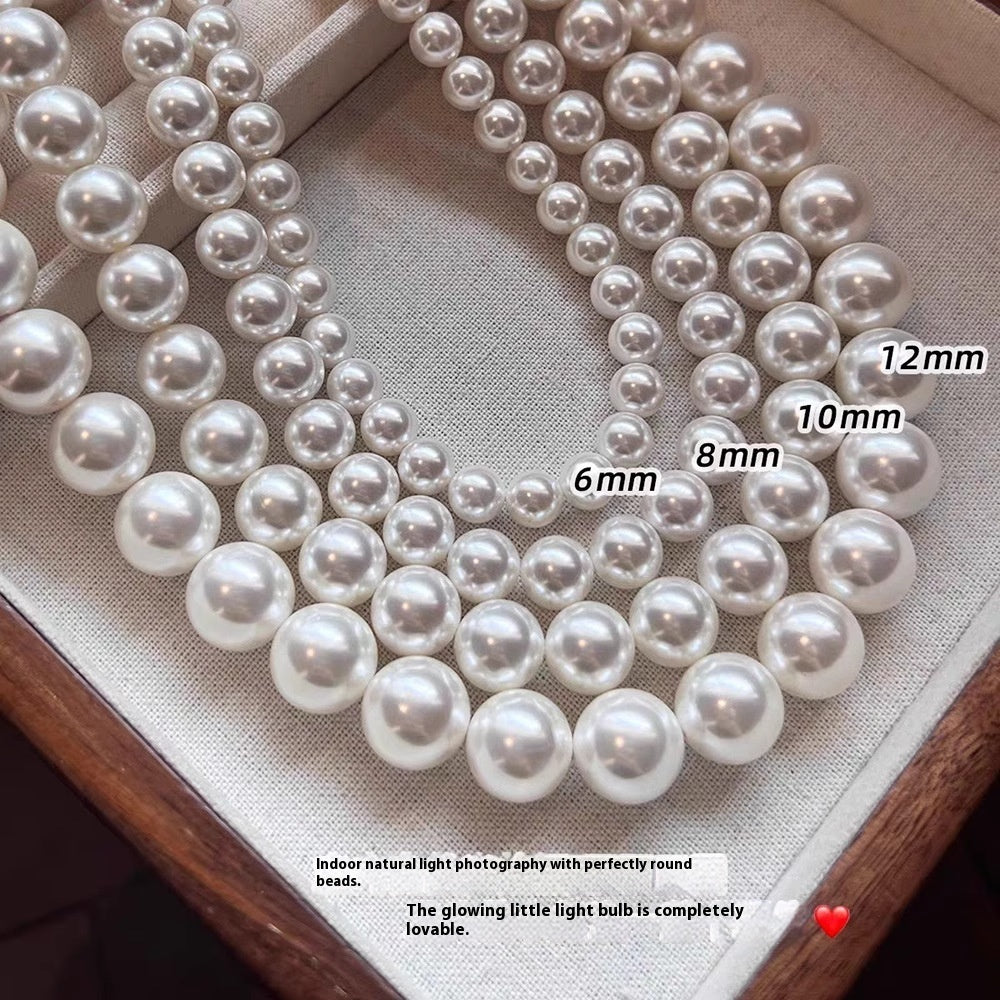 925 Silver Ingot Buckle Strong Light High Quality Shell Pearls Australian White Necklace Weloria