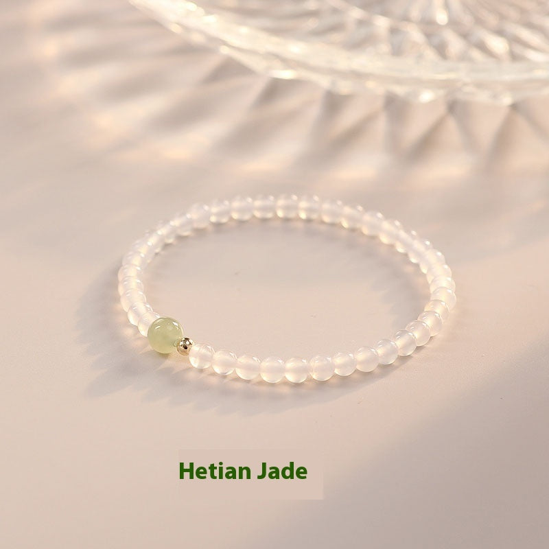 Natural Hetian Jade White Agate Women's Bracelet Weloria