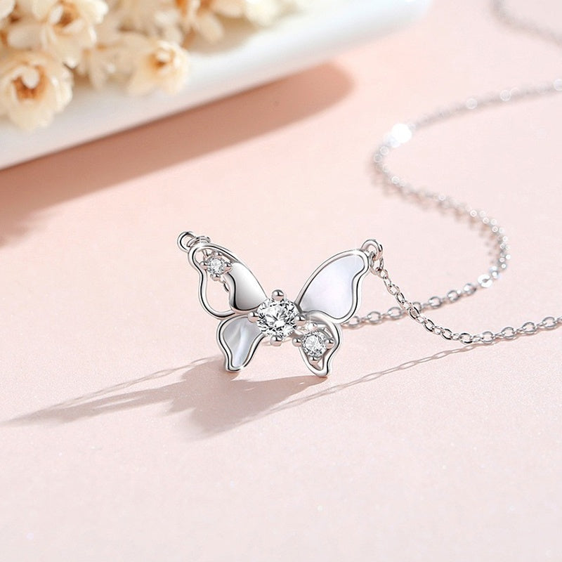 Butterfly Fritillary Necklace Women's Sterling Silver Light Luxury Minority Weloria