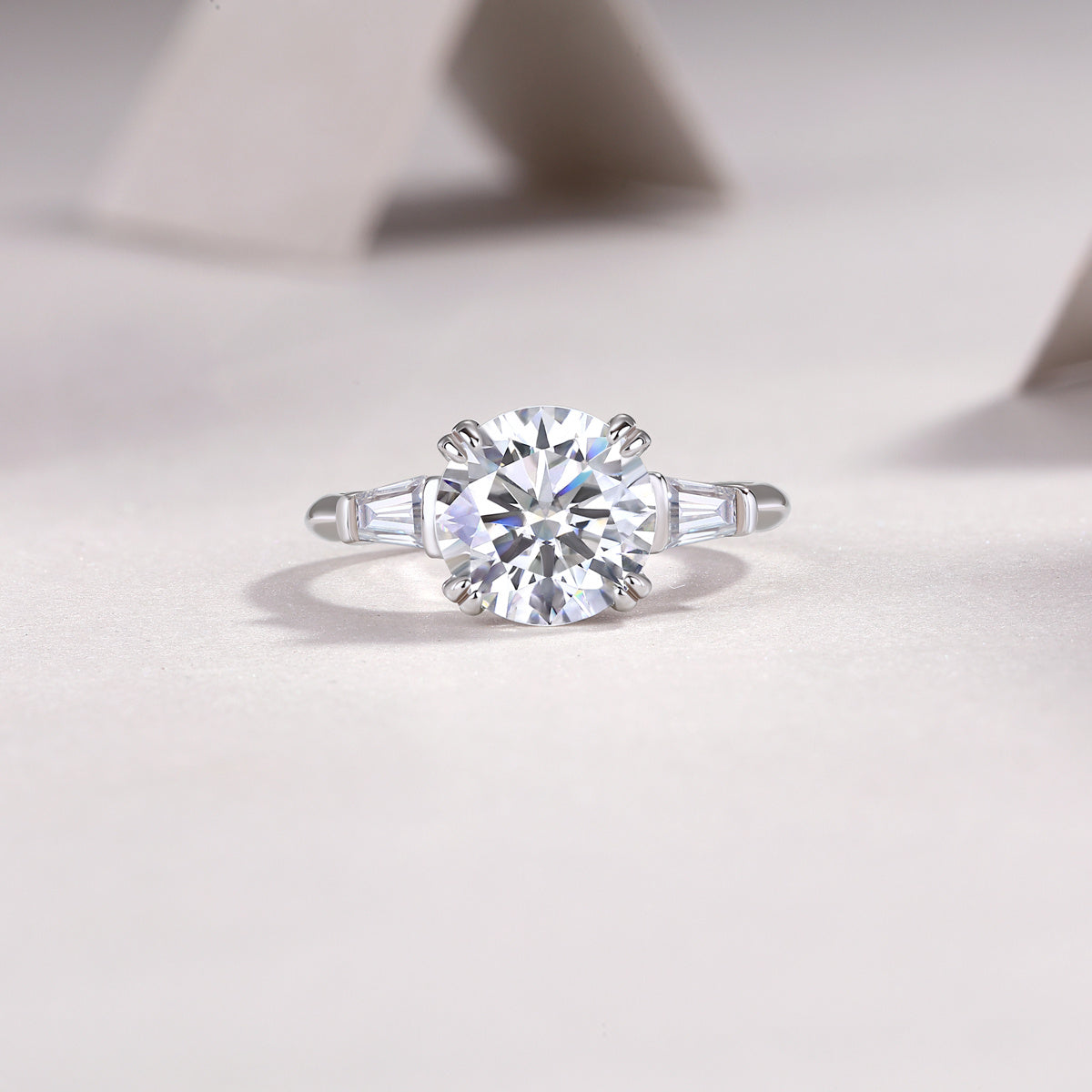 Shining Step By Step - A Fashionable Diamond Jewelry Piece Set With 3-carat Moissanite S925 Sterling Silver And Platinum Diamond Ring. Weloria