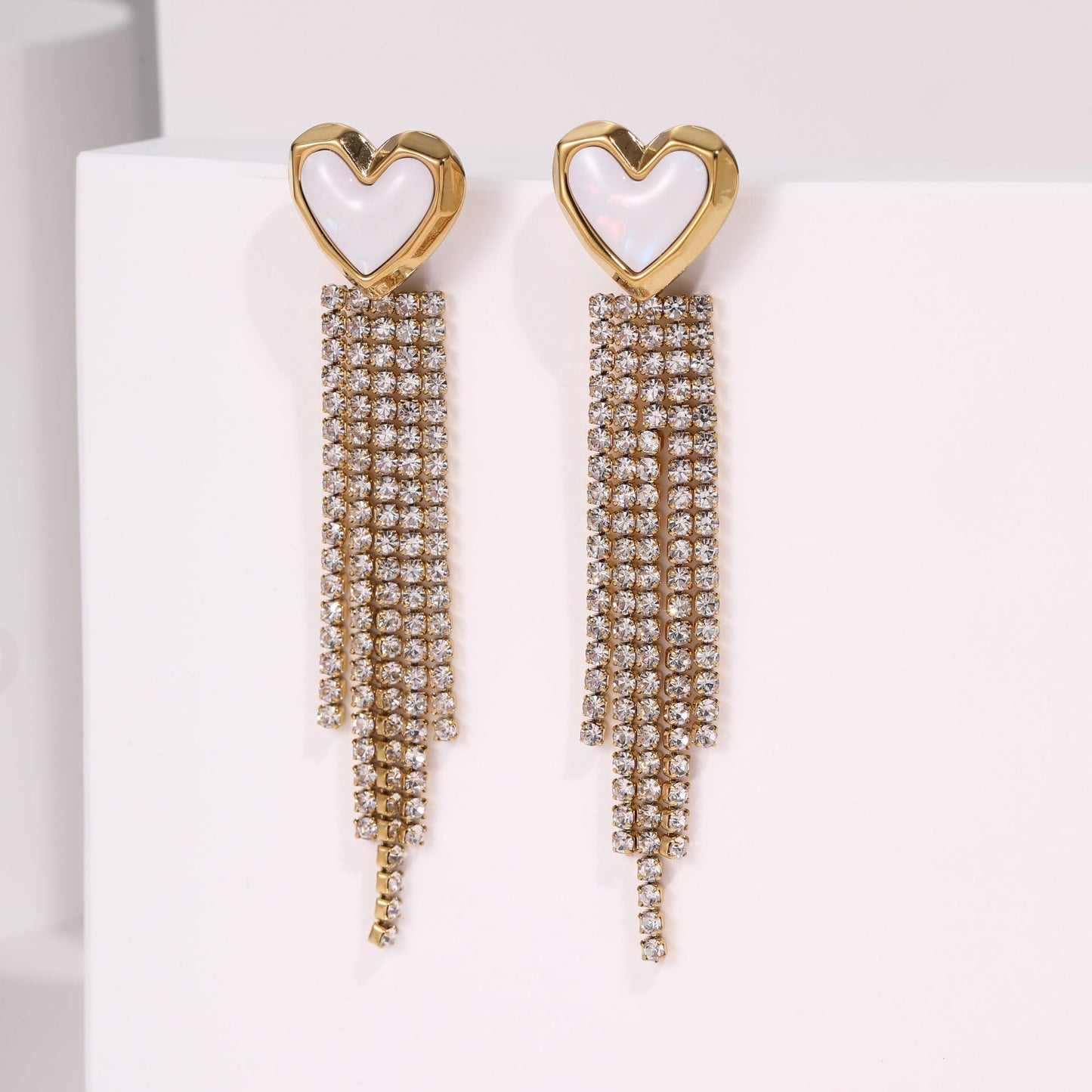Diamond Tassel Love Stainless Steel Earrings Weloria
