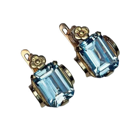 Square Rock Candy Earrings Navy Blue Topaz Stud Earrings Weloria