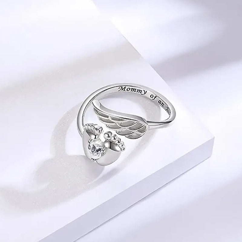 European And American Baby Footprints Ring Weloria