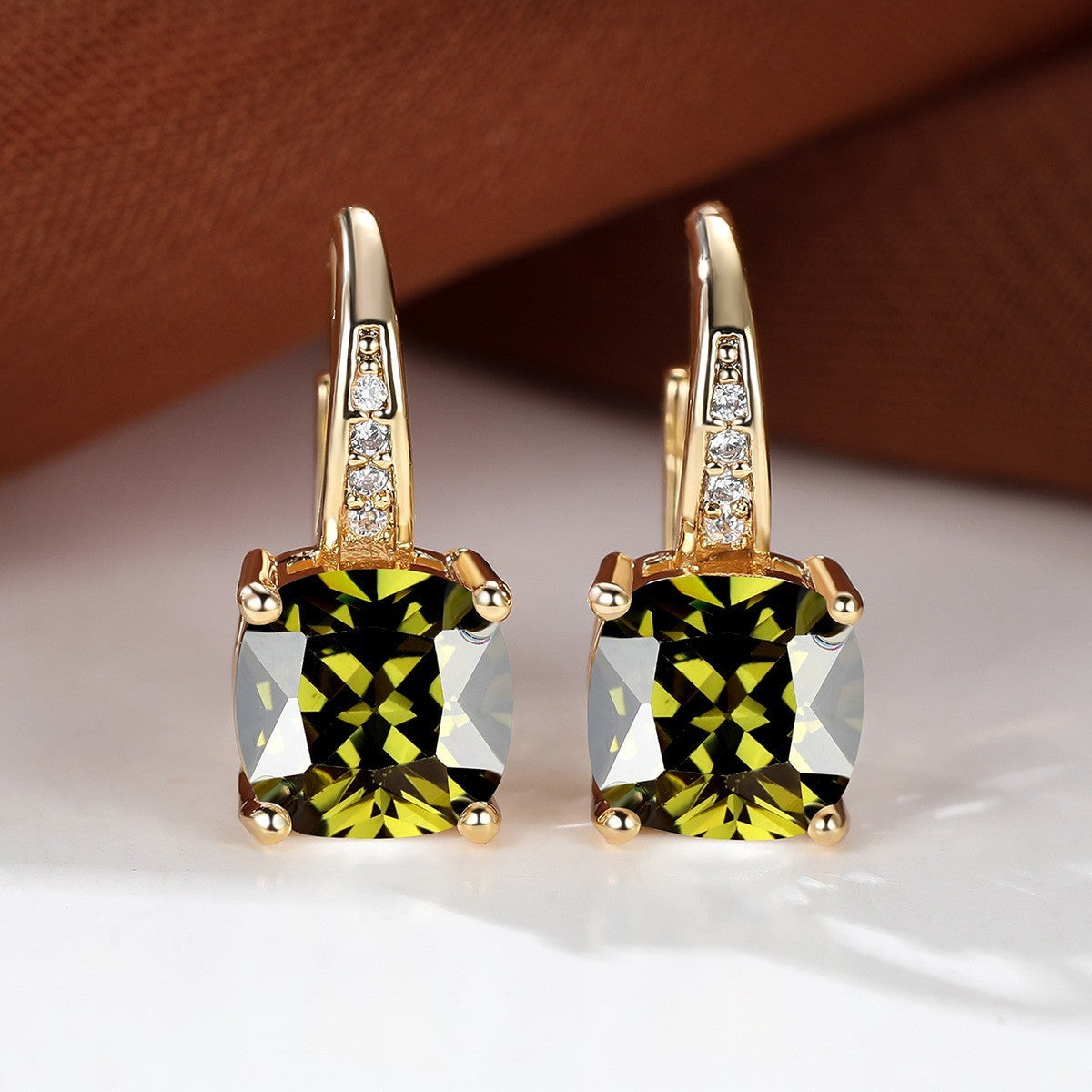 Square Zircon Inlaid Ear Hook Korean Style Fashion All-matching Weloria