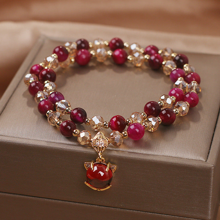 Ins Natural Rose Tigereye Crystal Bracelet Weloria