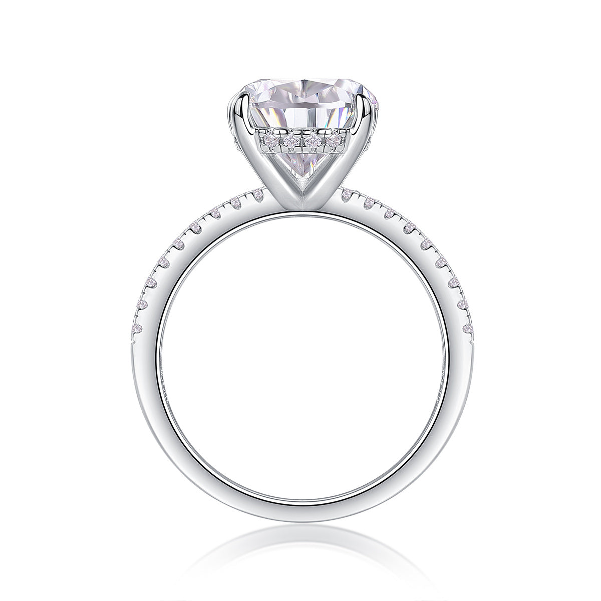 Light And Shadow - A Fashionable Diamond Jewelry Piece Set With Moissanite S925 Sterling Silver And Platinum Diamond Ring Weloria