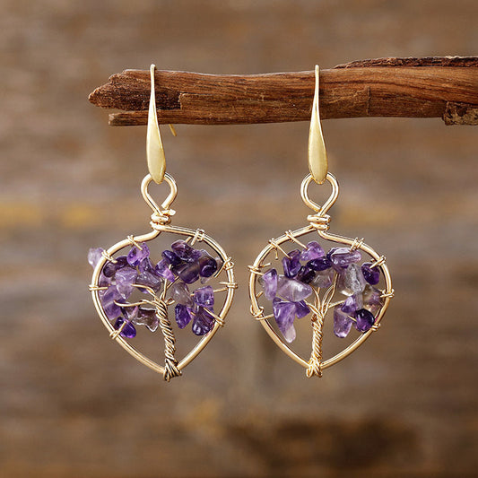 Natural Crystal Lucky Tree Eardrop Earring Earrings Popular Ornament Weloria