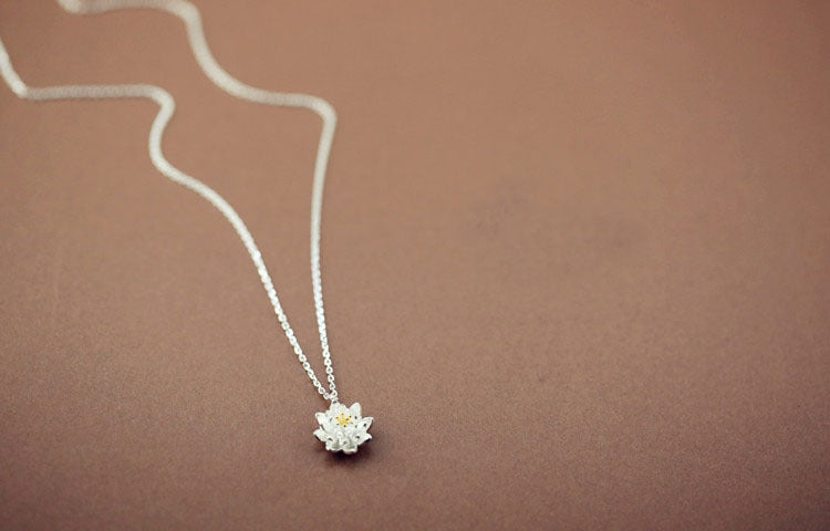 S925 Sterling Silver Personalized Lotus Necklace Weloria