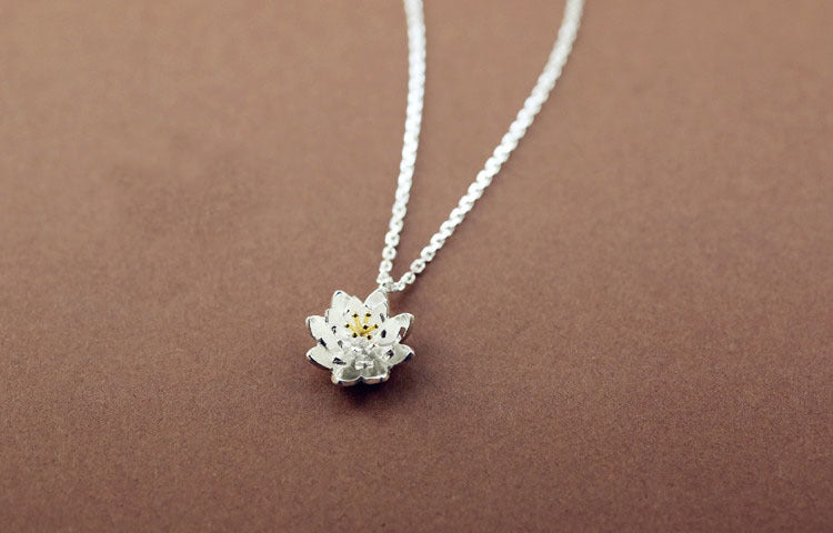 S925 Sterling Silver Personalized Lotus Necklace Weloria