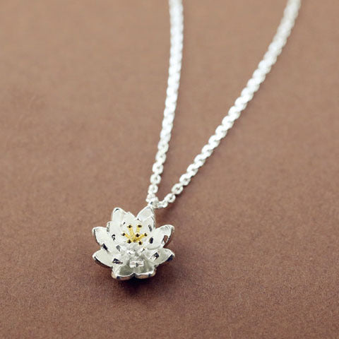 S925 Sterling Silver Personalized Lotus Necklace Weloria