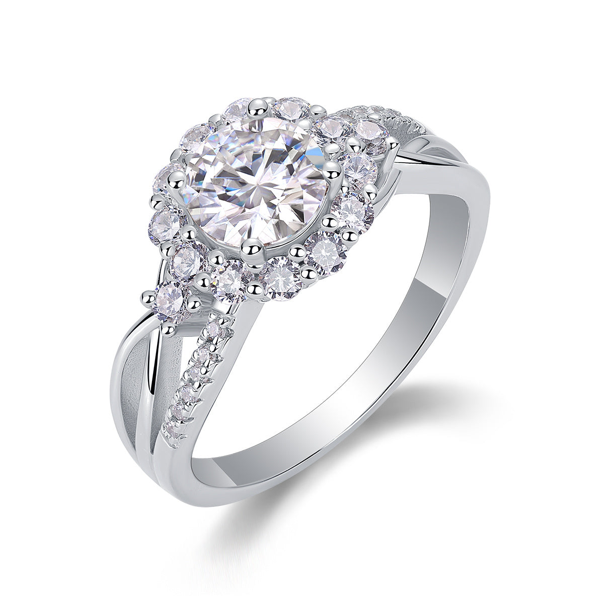 Snow Lotus - A Fashionable And Luxurious Jewelry Piece Set With 2-carat Moissanite S925 Sterling Silver And Platinum-plated Diamond Weloria