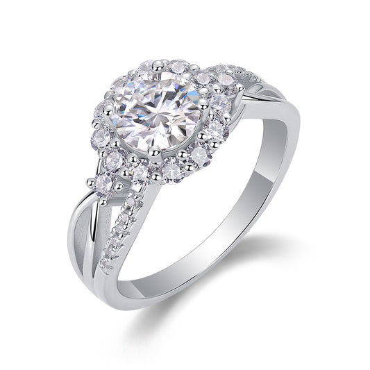 Snow Lotus - A Fashionable And Luxurious Jewelry Piece Set With 2-carat Moissanite S925 Sterling Silver And Platinum-plated Diamond Weloria