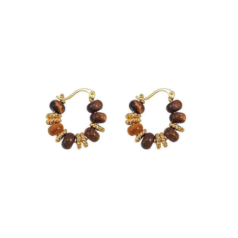 Retro Maillard Tigereye Women's Trendy Earrings Weloria