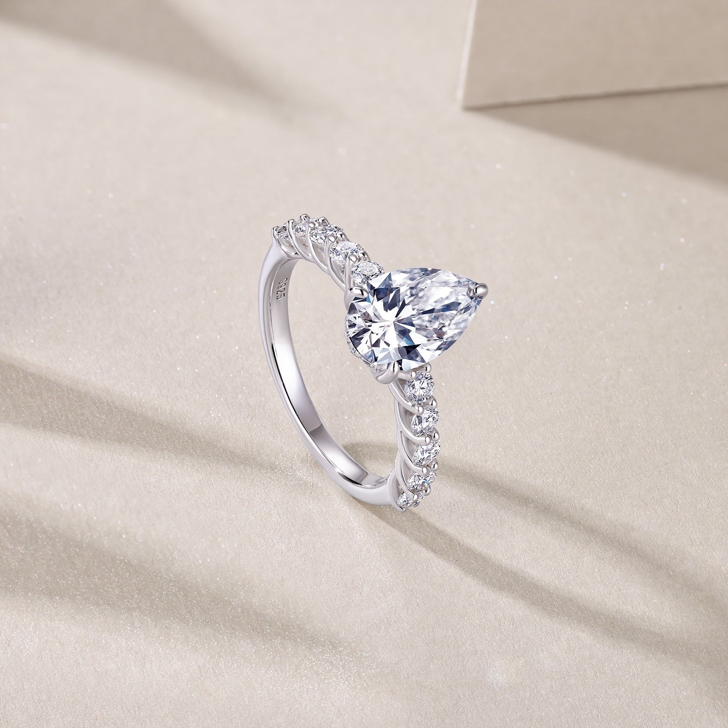 Moonlight Water Drop - A Fashionable Diamond Jewelry Piece Set With Moissanite S925 Sterling Silver And Platinum Diamond Ring Weloria