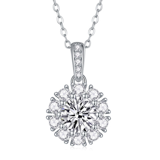 Blossom - A Fashionable And Luxurious Diamond Jewelry Pendant Set With 1-carat Moissan Diamond S925 Sterling Silver And Platinum Plating Weloria