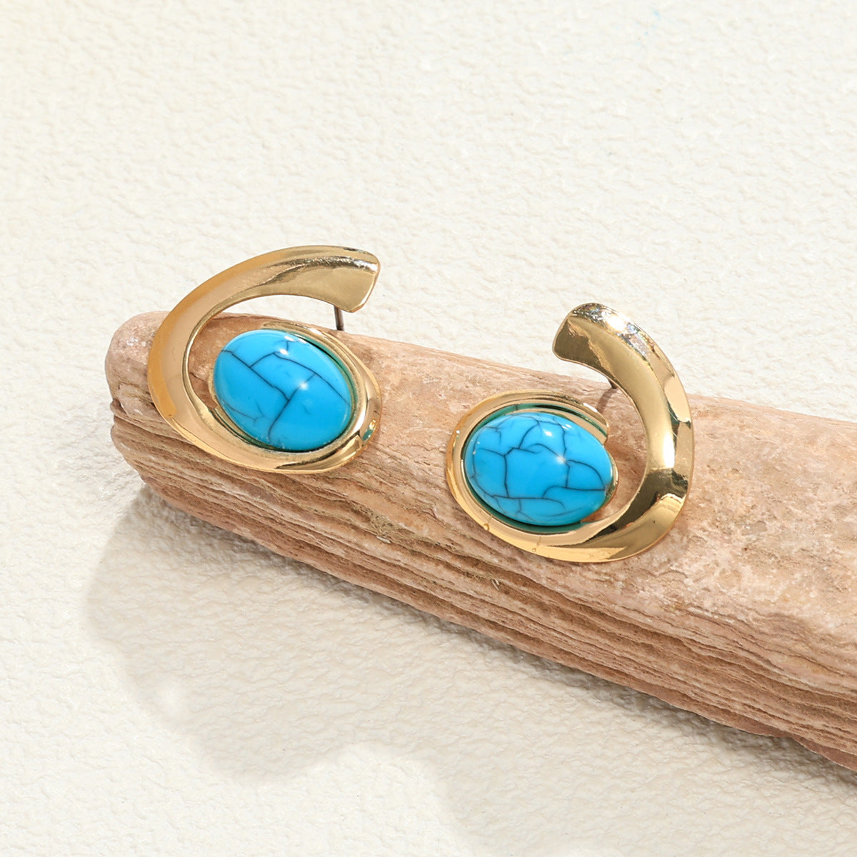 Inlaid Turquoise Spiral Earrings Necklace Bracelet Ring Set Weloria