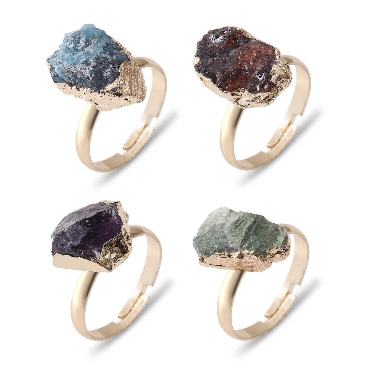 Natural Crystal Ring Rough Stone Gold-plated Open Weloria