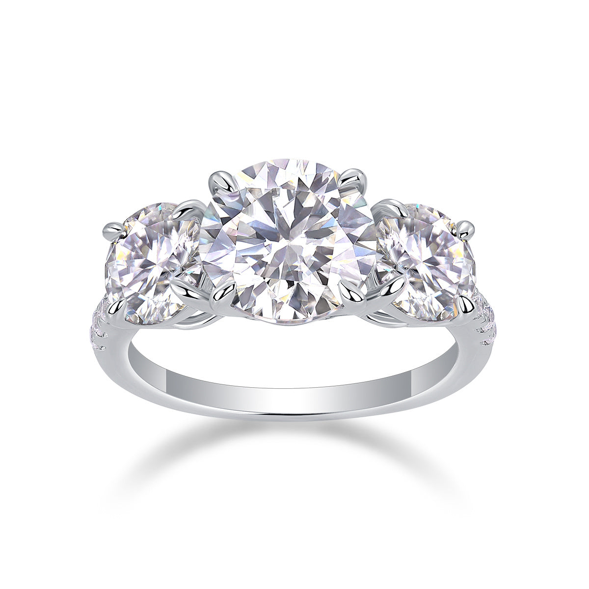 Three Shining Stars - A Fashionable And Luxurious Jewelry Piece Set With 3-carat Moissanite S925 Sterling Silver And Platinum-plated Diamond Weloria