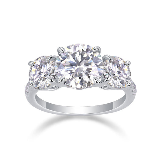 Three Shining Stars - A Fashionable And Luxurious Jewelry Piece Set With 3-carat Moissanite S925 Sterling Silver And Platinum-plated Diamond Weloria