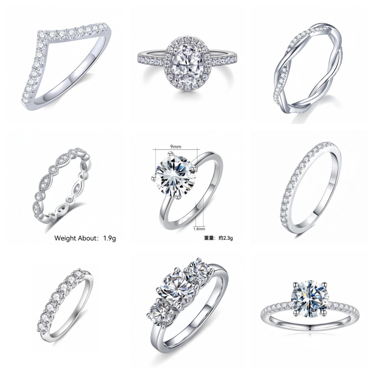 Classic Sansheng Sanshi Couple Rings Twist Twisted String Zircon Lines Weloria