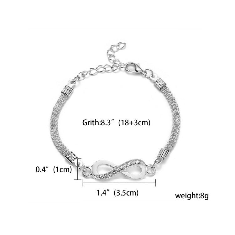 Fashion Exquisite 8-word Infinite Silver-plated Bracelet Weloria