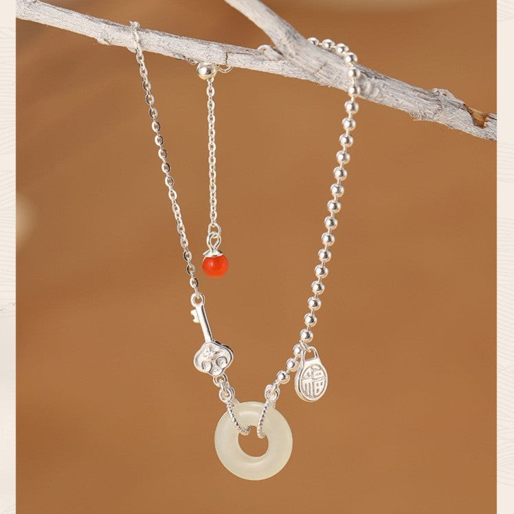 New Blessing Card Peace Buckle Hetian Jade Bracelet Weloria