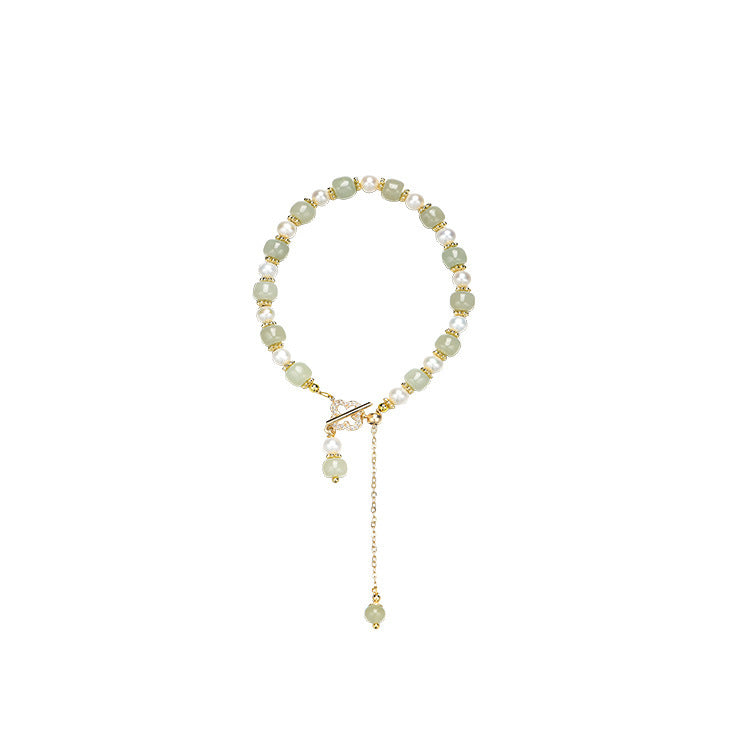 Natural Hetian Jade Pearl Pendant Women's Bracelet Weloria