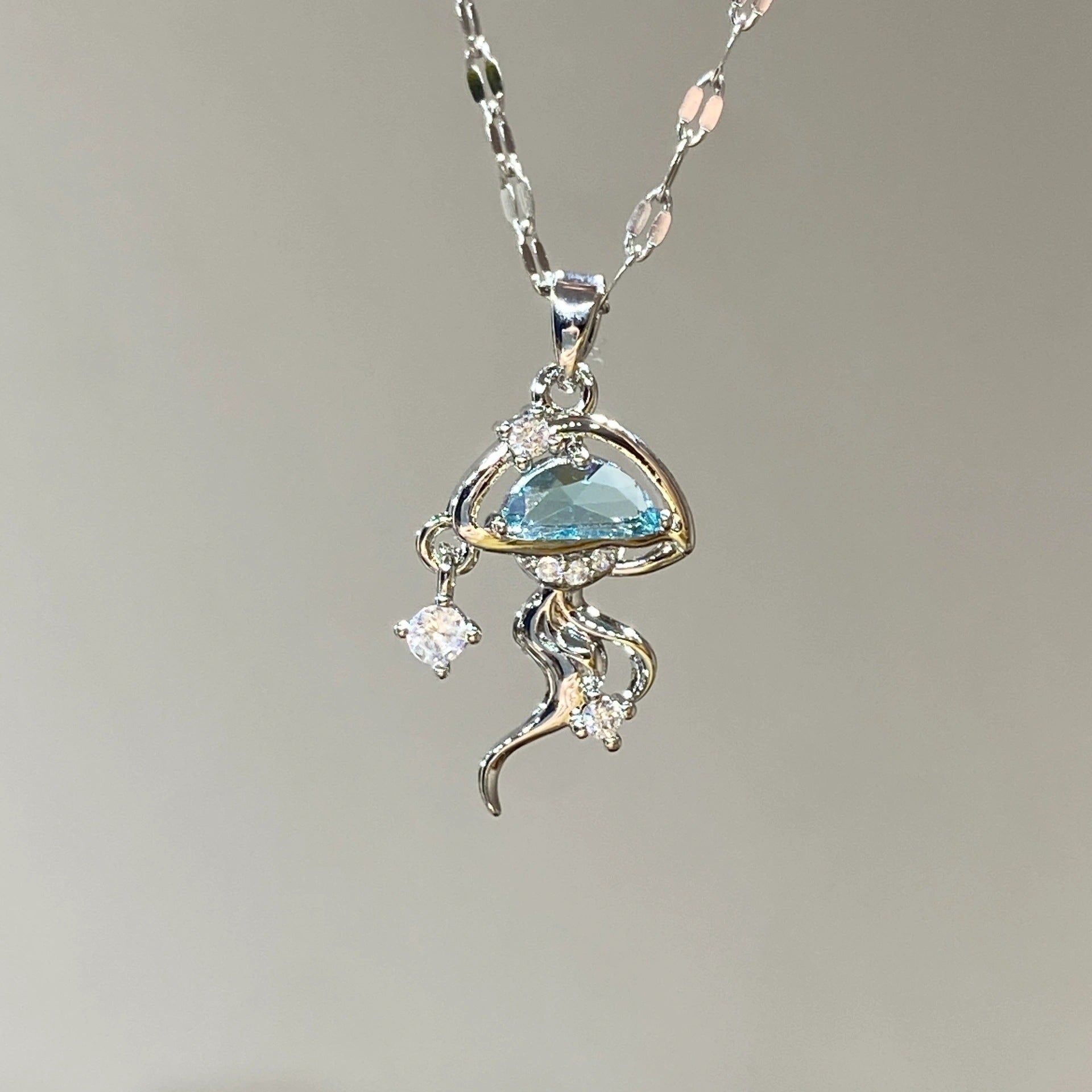 S925 Sterling Silver Blue Jellyfish Necklace Weloria
