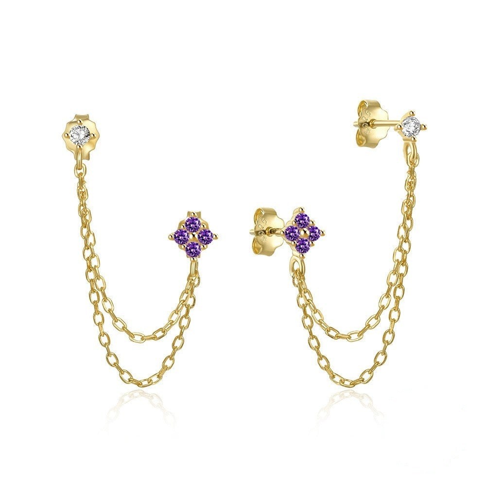 Chain Tassel Diamond Ear String Ear Studs Earrings Weloria