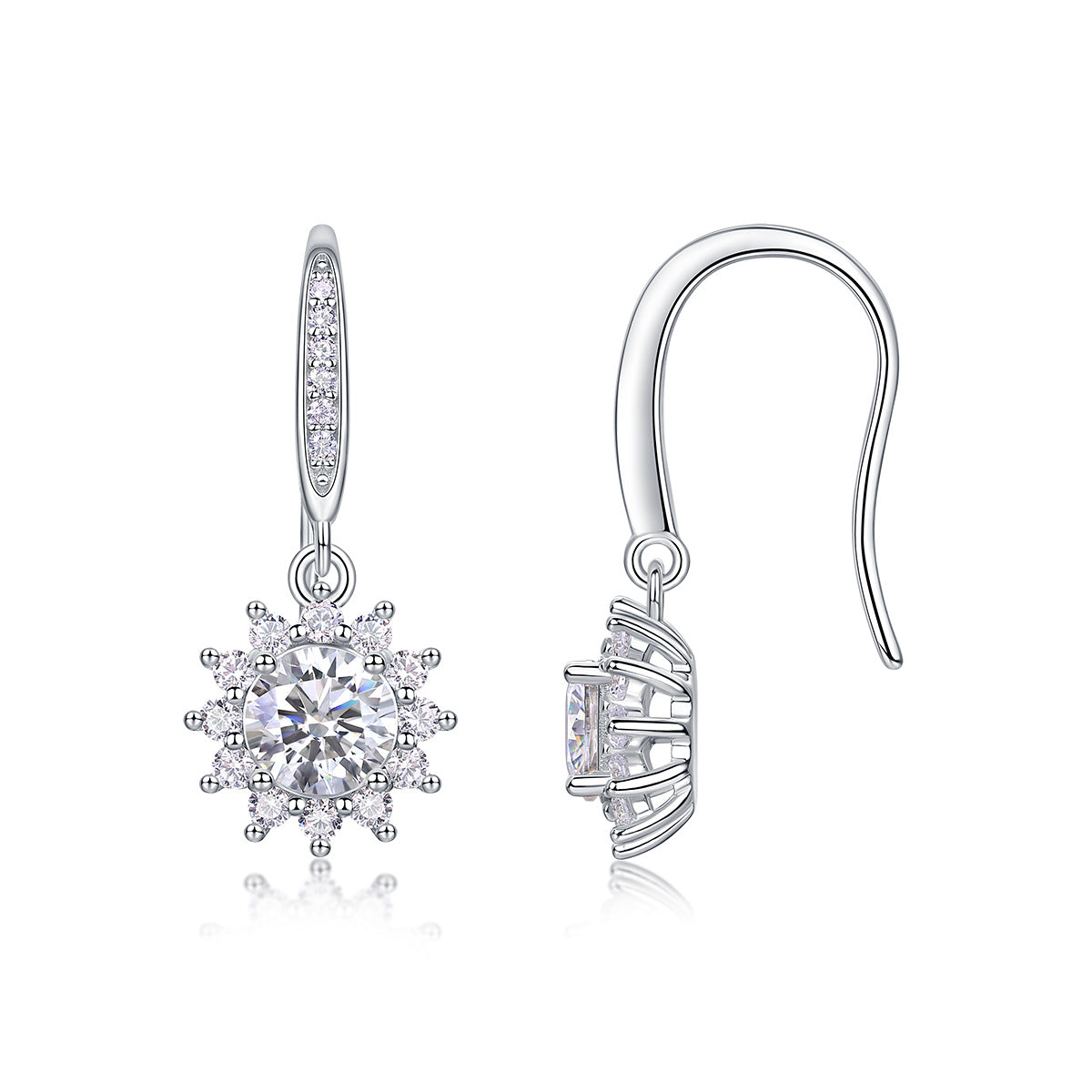 Qingcheng - A Fashionable And Luxurious Diamond Jewelry Accessory Set With Half-carat Moissan Diamond S925 Sterling Silver And Platinum-plated Stud Earrings Weloria