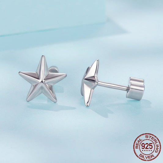 Three-dimensional Star Thread Stud Earrings S925 Sterling Silver Star Earrings Weloria