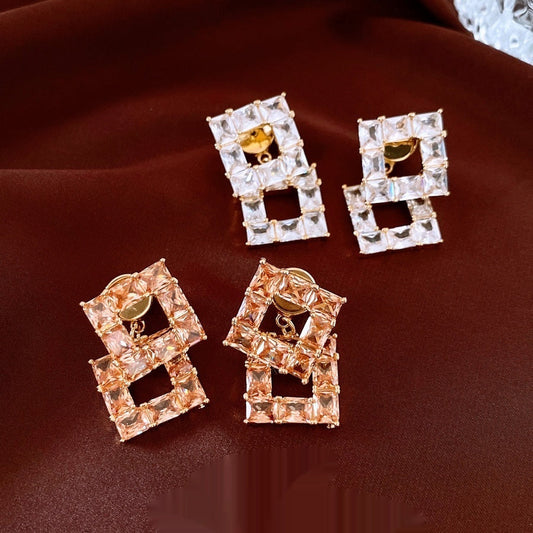 Zircon Square Hollow Women's Earrings Weloria