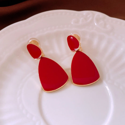 Ankela Red Water Drop Ear Clip Earrings Weloria