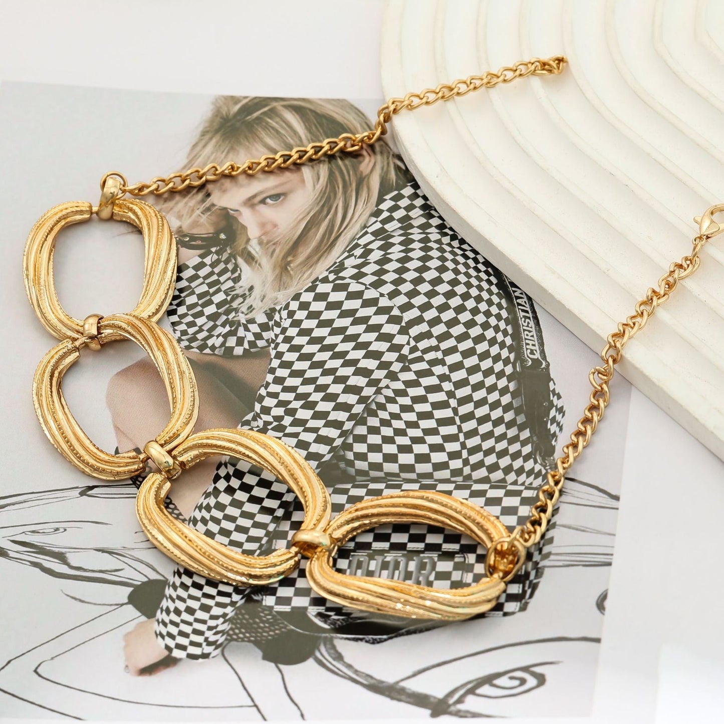 Personality Metal Geometry Creative Simple Necklace Bracelet Jewelry Suit Weloria