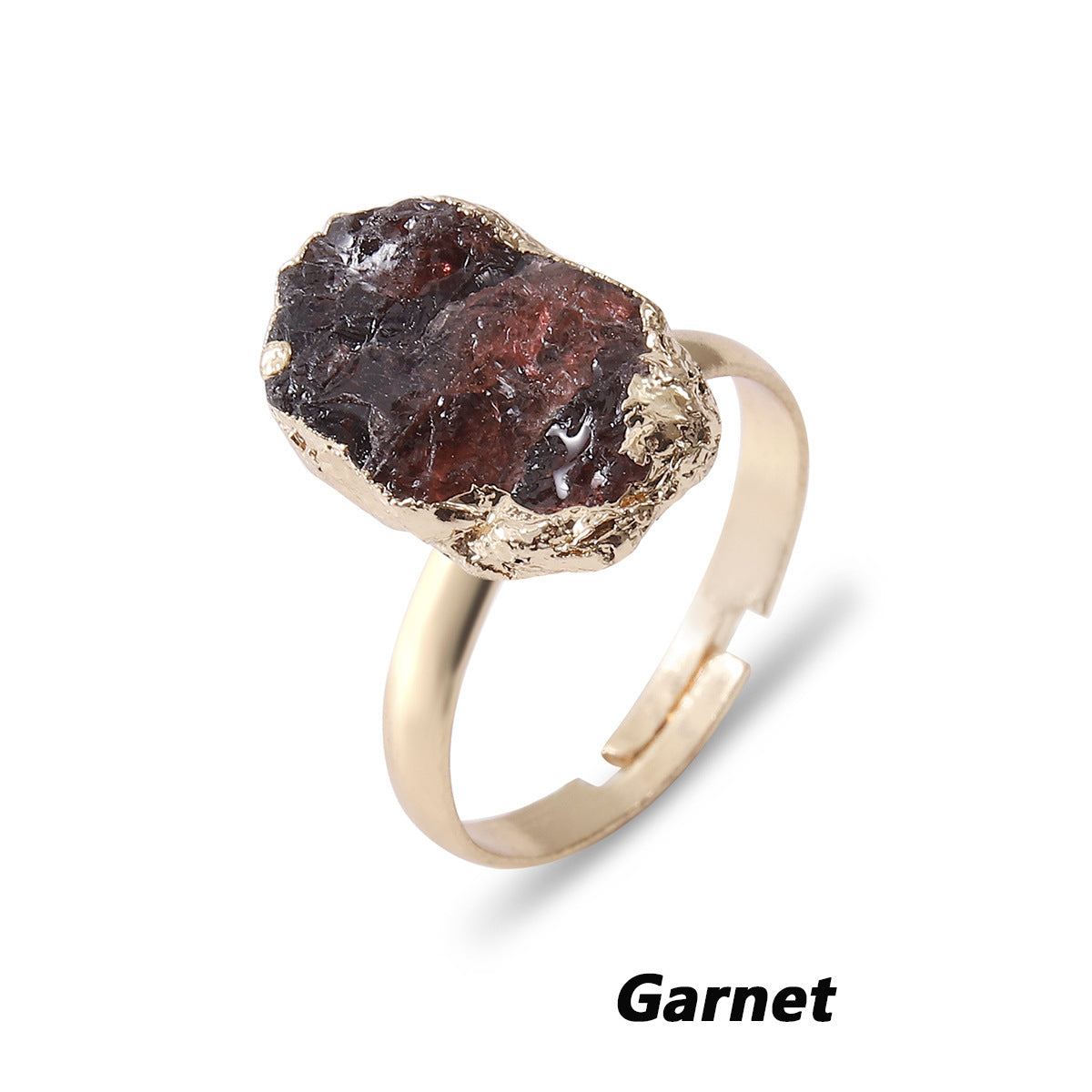 Natural Crystal Ring Rough Stone Gold-plated Open Weloria