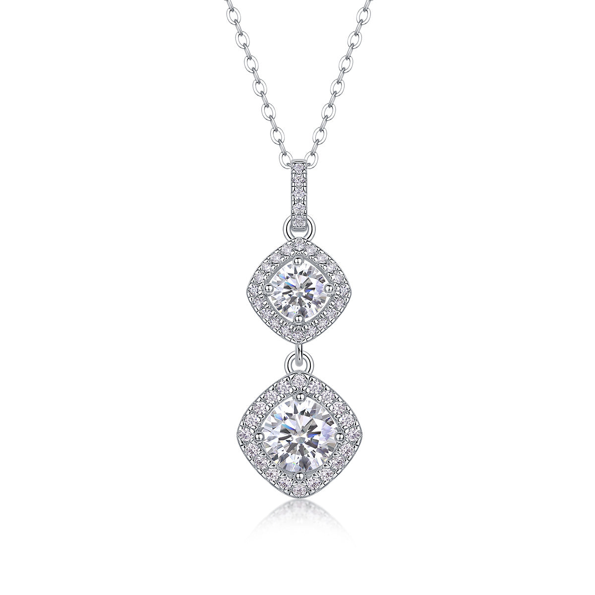Snowy Wonderland - A Fashionable And Luxurious Diamond Jewelry Pendant Set With 1-carat Moissanite S925 Sterling Silver And Platinum Plating Weloria