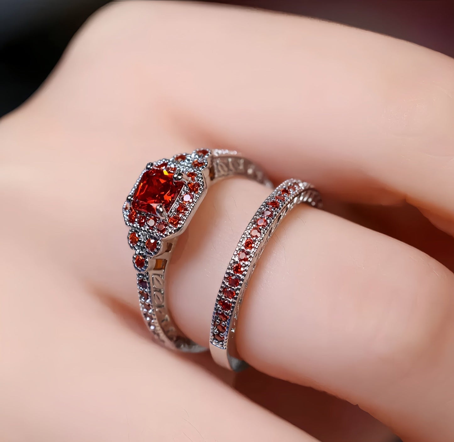 Fashion Ring Set Zircon Simple Ring Weloria