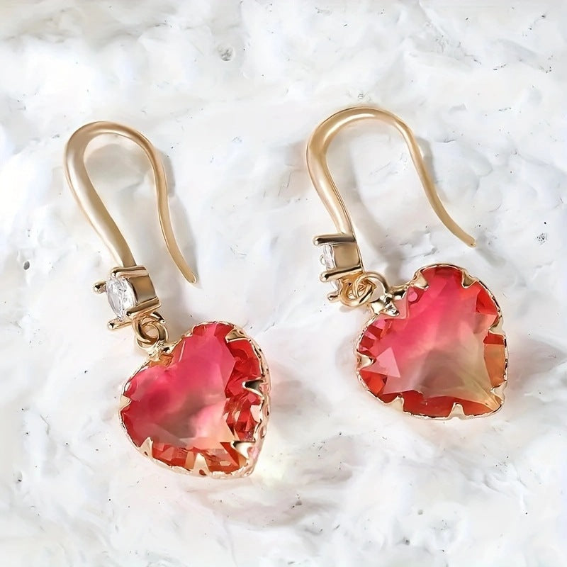 Fashion Glass Crystal Love Heart Earrings Women Weloria