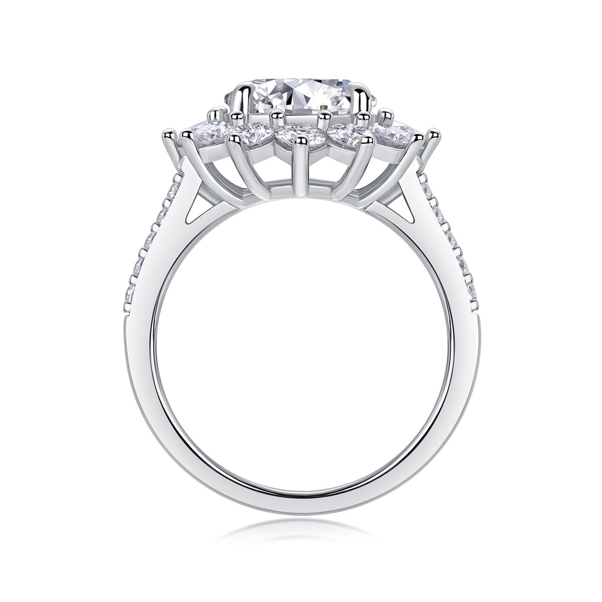 Sunflower - A Fashionable Diamond Jewelry Piece Set With 3-carat Moissanite S925 Sterling Silver And Platinum Diamond Ring Weloria