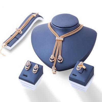 Bridal Necklace Earrings Jewelry 4 PCs Set Weloria