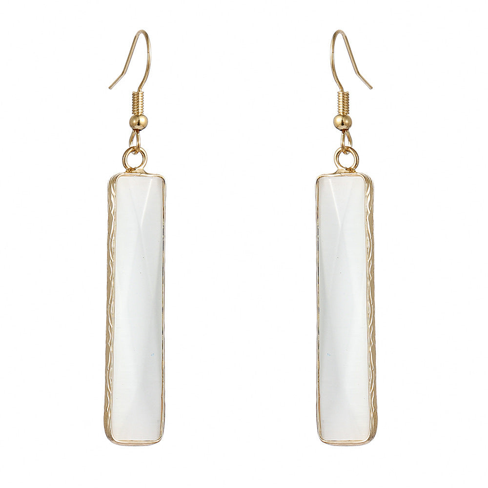 Design Natural Stone Opal Geometric Popular Earrings Weloria