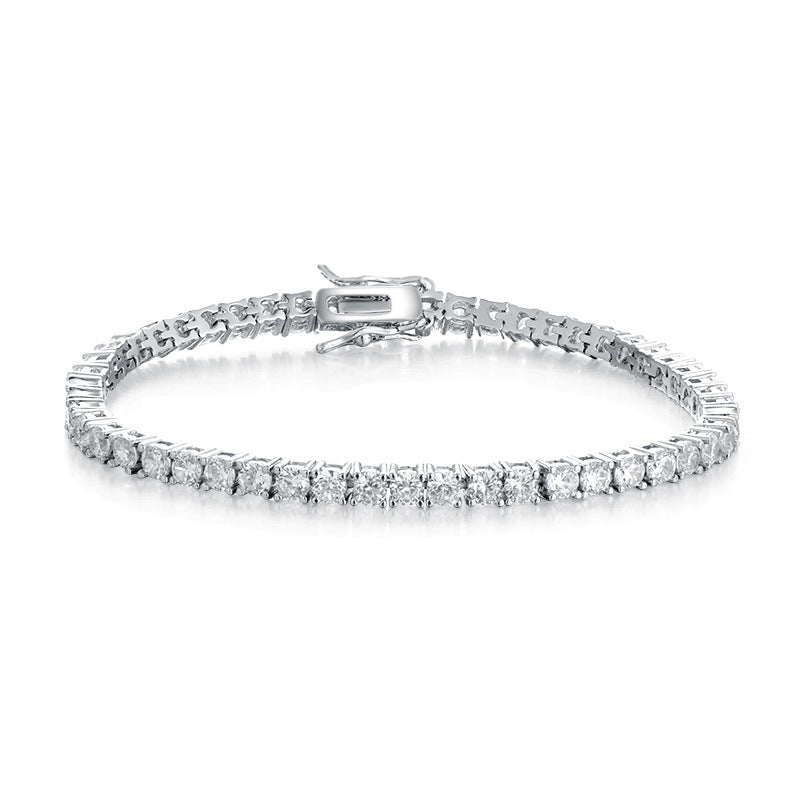 Classic 18K Gold Electroplated Zircon High-grade Tennis Full Diamond Personality Bracelet Weloria
