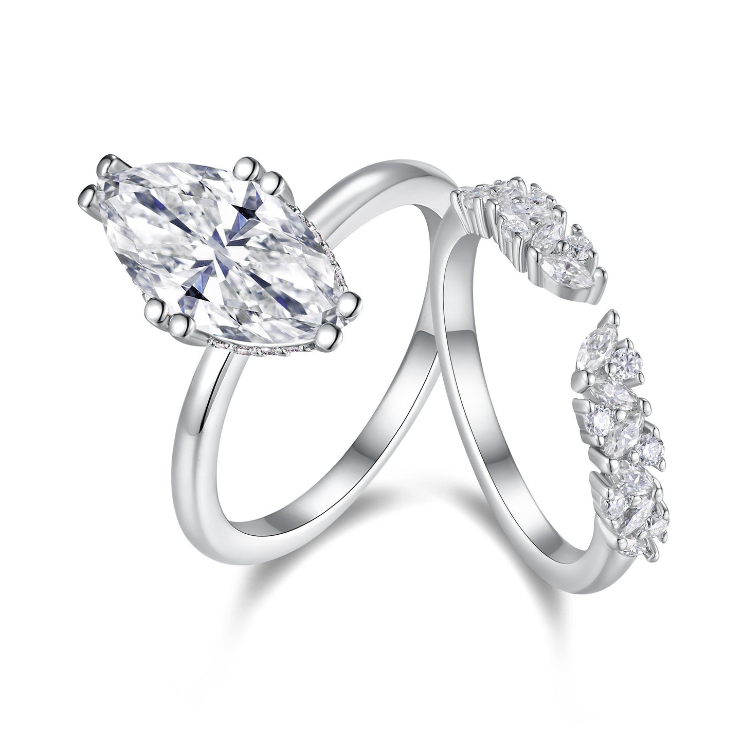 Star Eyes - Fashionable Men's And Women's Ring And Ring Jewelry Set With Moissanite S925 Sterling Silver And Platinum-plated Diamond Weloria