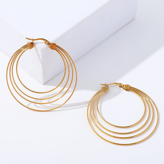 French Mosquito-repellent Incense Shape Stainless Steel Earrings Hoop Geometric And Gold Weloria