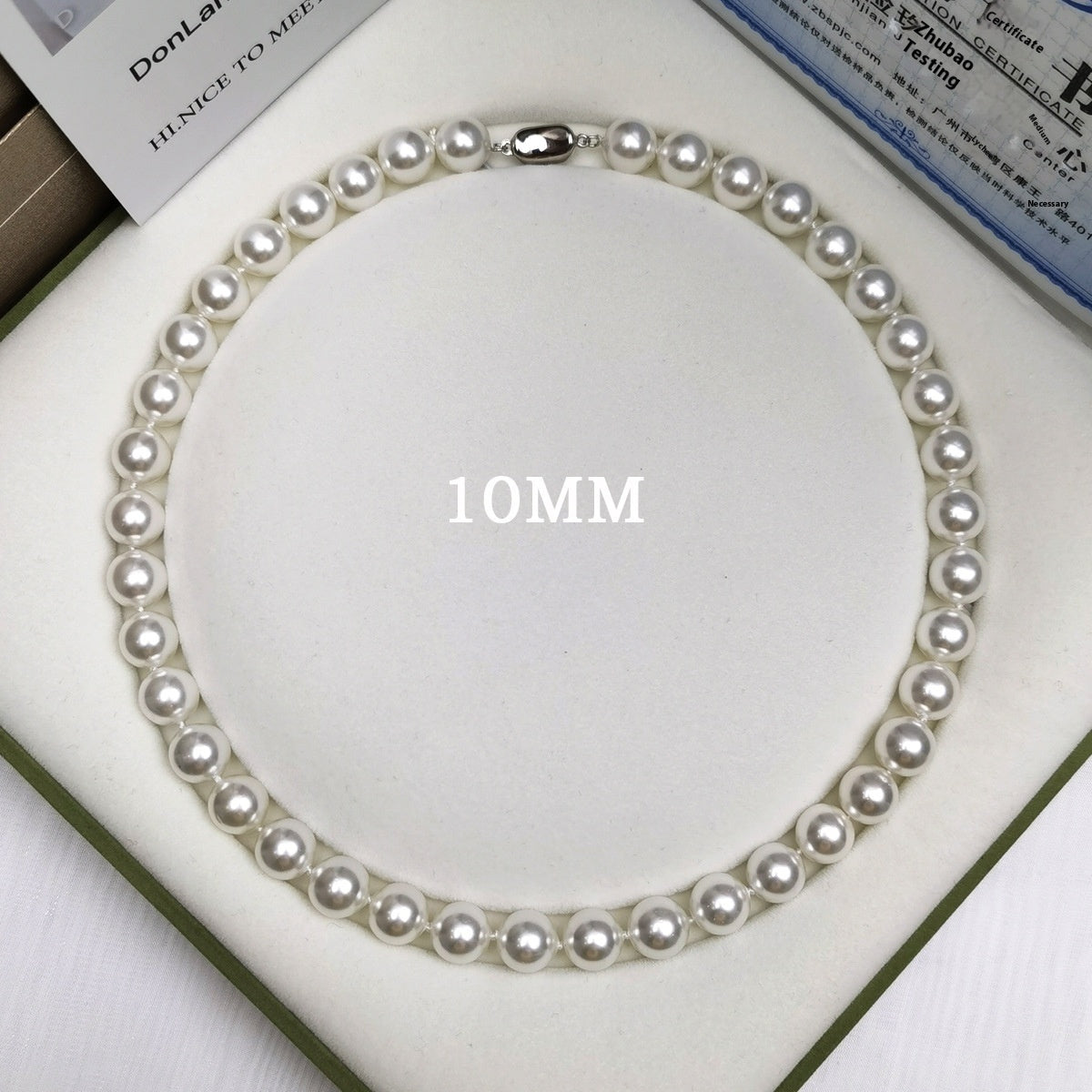 925 Silver Ingot Buckle Strong Light High Quality Shell Pearls Australian White Necklace Weloria