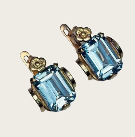 Square Rock Candy Earrings Navy Blue Topaz Stud Earrings Weloria